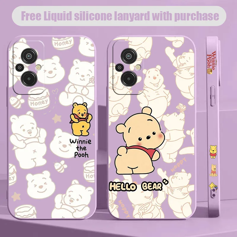 Cute Winnie the Pooh For Xiaomi Redmi 6 7 8 K20 K30 K40 K50 K60 Pro Gaming Ultra S Liquid Left Rope Phone Case Soft Shell Cover