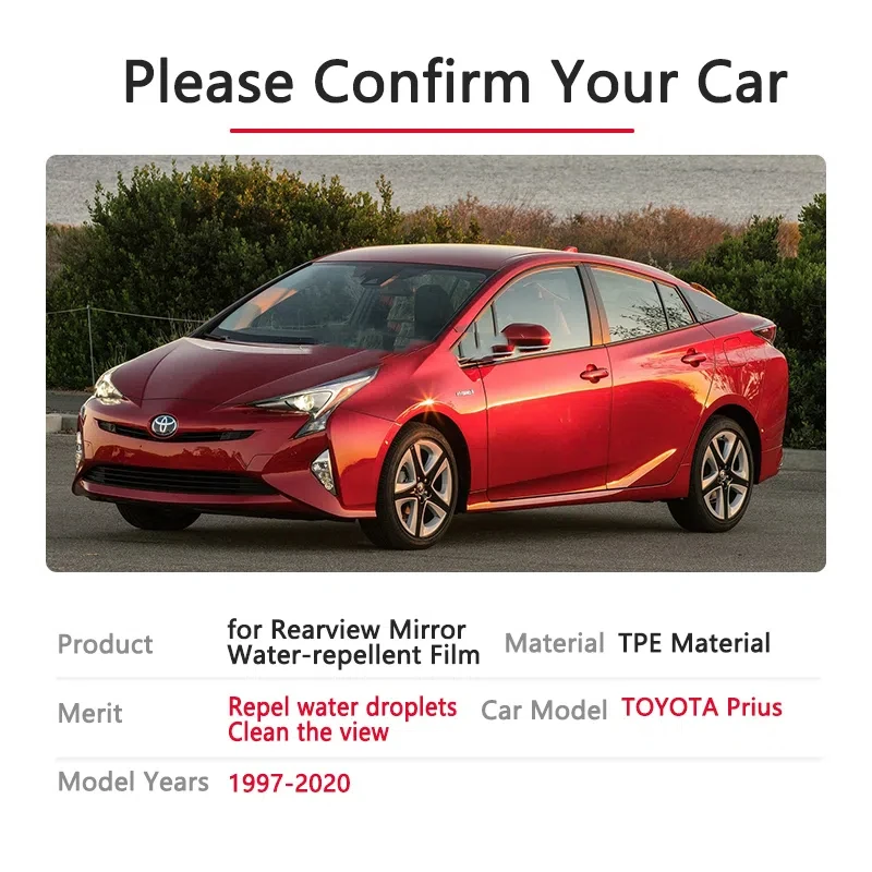 لتويوتا بريوس 10 20 30 50 C V أكوا 1997 ~ 2020 غطاء كامل مكافحة الضباب فيلم مرآة الرؤية الخلفية مكافحة الضباب الأفلام غير نافذ للمطر الملحقات #2