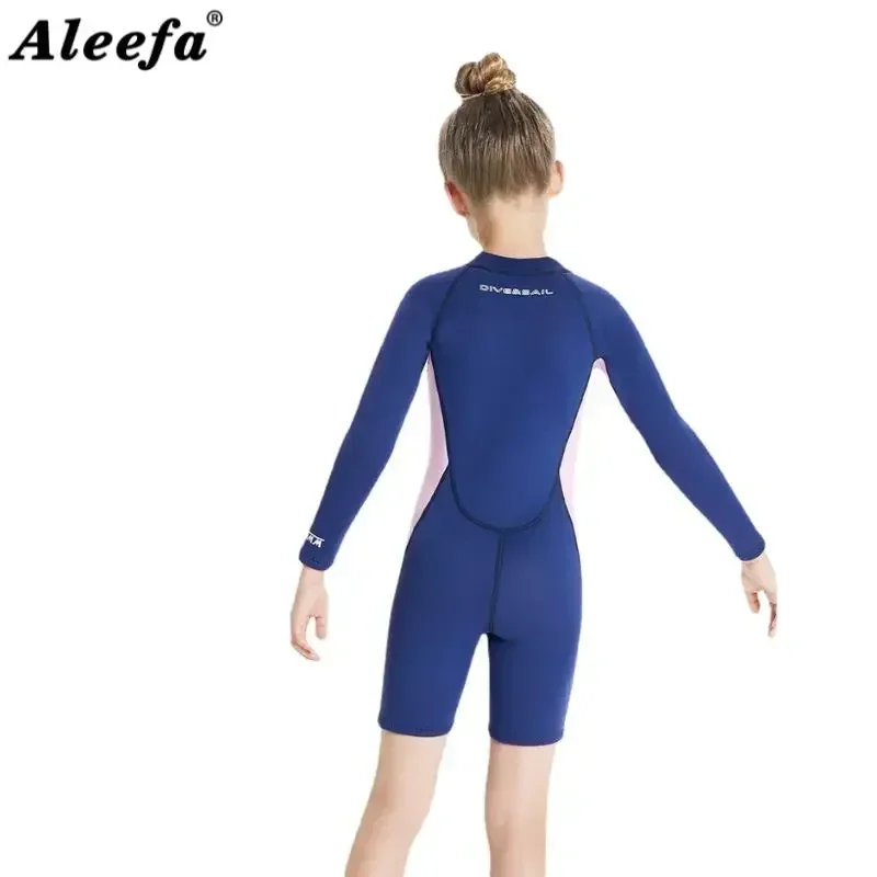 Roupa de mergulho curta de neoprene para meninas 2,5 mm para crianças – mantenha aquecido, peça única, manga curta, roupa de banho de inverno