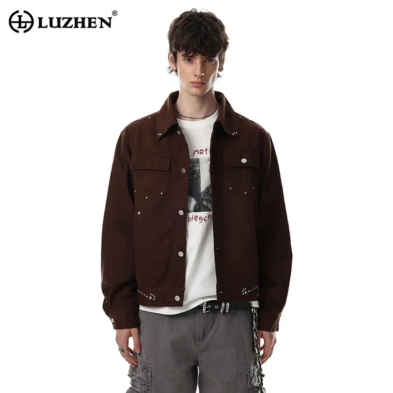 LUZHEN 2026 New Trendy Sequin Patchwork Pockets Decorate Casual Jacket Men's High Quality Simple Handsome Korean Clothes JY8906