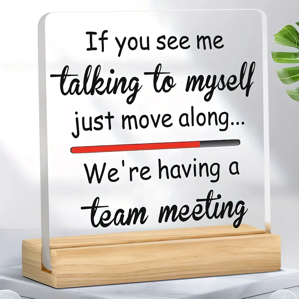 Acrylic Office Desk Sign with Wooden Stand, Electricity-Free, Featherless Decor for Bosses and Coworkers, Ideal for Thanksgiving
