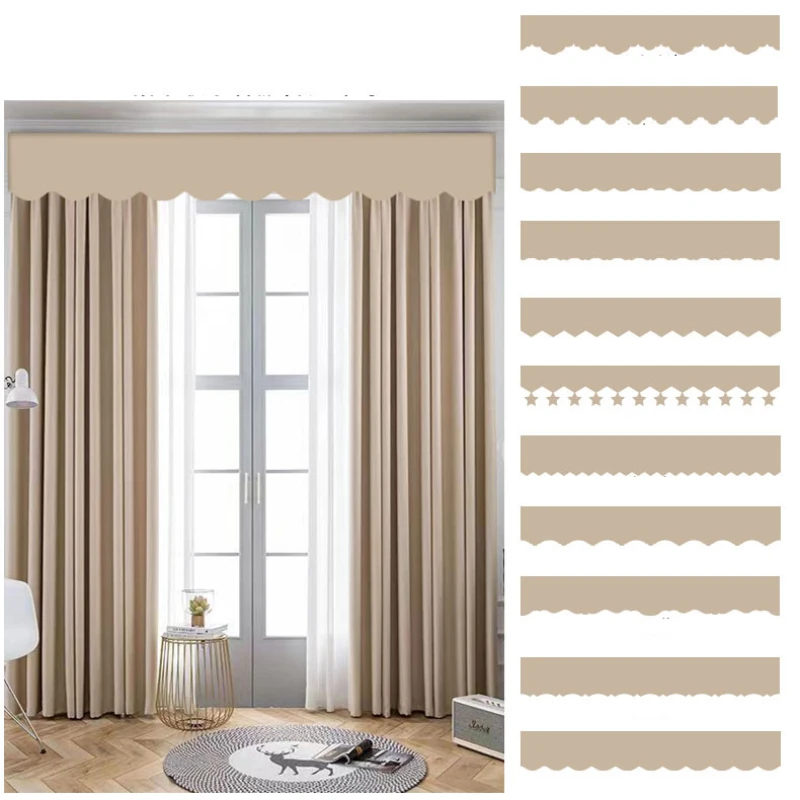 Roman Valance Curtain Chenille Window Valance European Self-adhesive DIY Curtain Swags Decorative Cloth Strip Top Shading