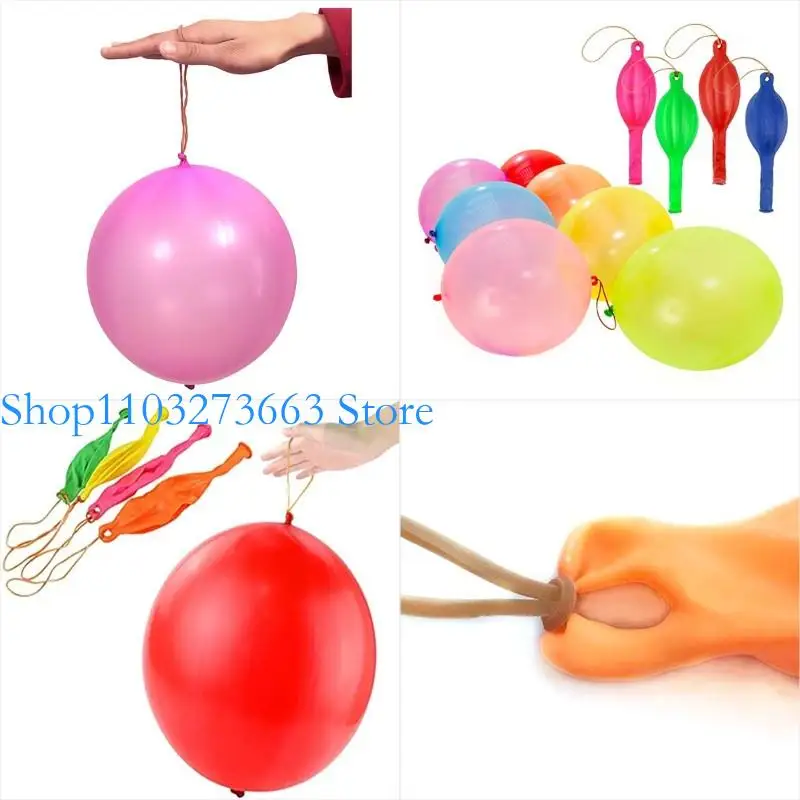 

R6FE 10/20Pcs Colorful Bounce Balloon Punching Balloon with Rubber Bands Handle Thickened Balloon Kids Outdoor Toy