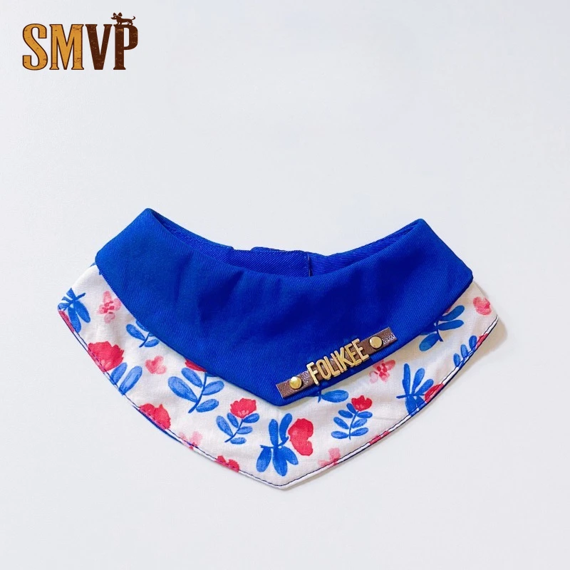 

Original Design Klein Blue Graffiti Flower Pattern Retro Haute Style Pet Cat and Dog Decorative Triangle Towel Saliva Towel