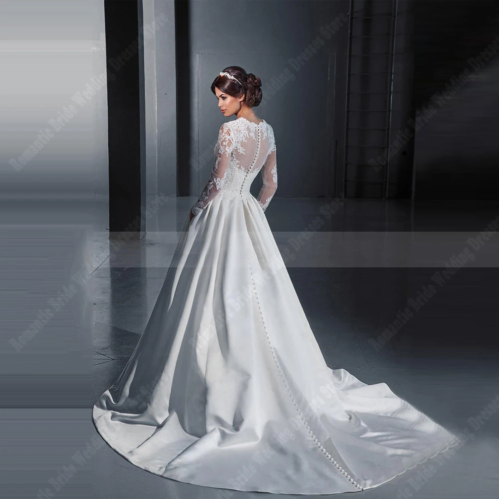 ชุดแต่งงานทรงเอไลน์คอเหลี่ยมปี 2025 ความยาวคลุมพื้น ชุดเจ้าหญิงสวยสง่างามสำหรับงานแต่งงาน ชุดราตรีงานเลี้ยง Vestidos De Novia รับสั่งตัด