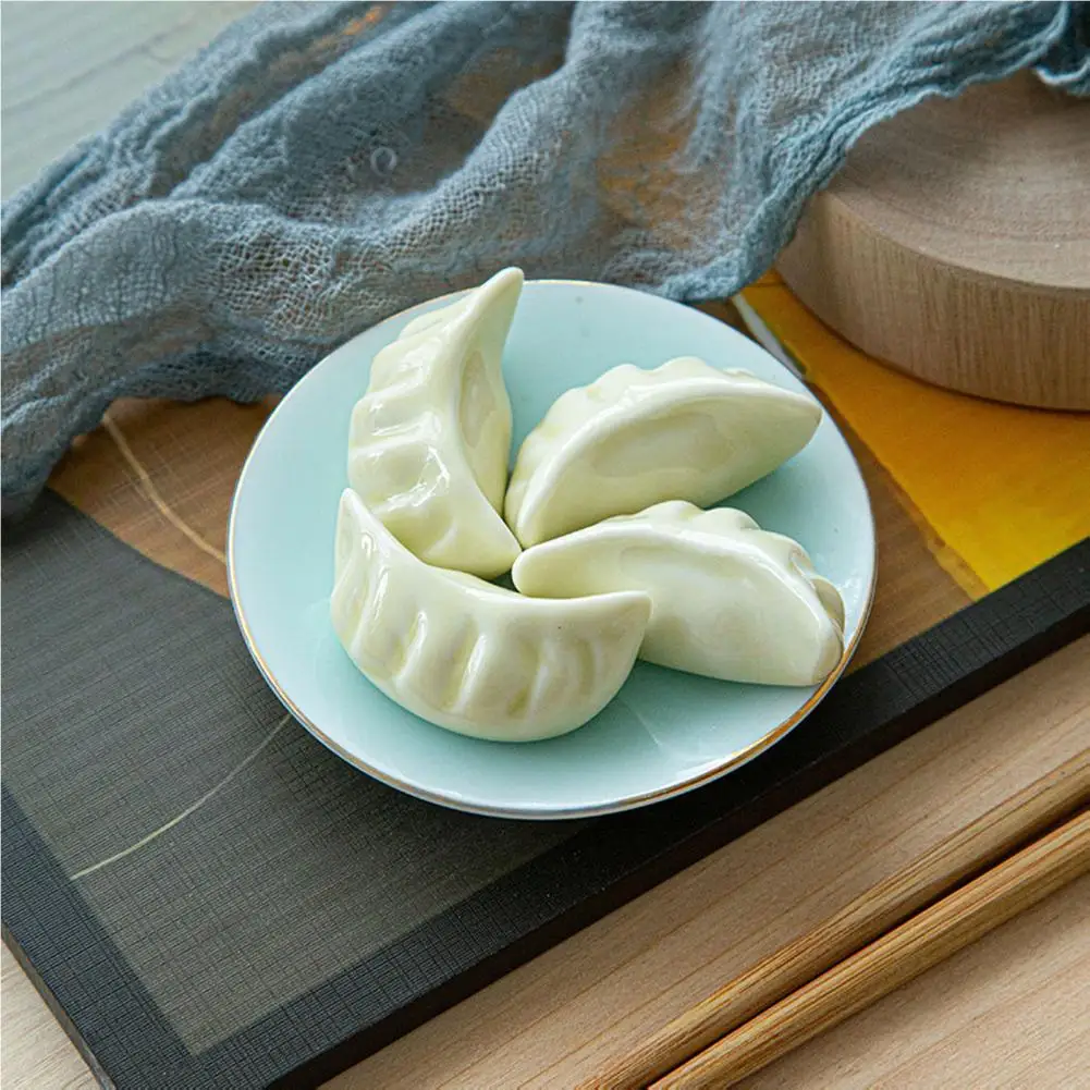 Dumpling Shape Ceramic Chopstick Holder Cute Multifunctional Table Utensil Rest for Home Hotel Restaurant Office Cafe Decorative