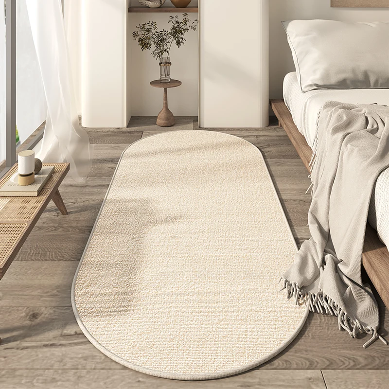 VIKAMA ovaler Teppich im Wabi-Sabi-Stil, moderner, minimalistischer Schlafzimmer-Nachttisch-Teppich, Balkonstreifen, rutschfeste Bodenmatte, Heimdekoration