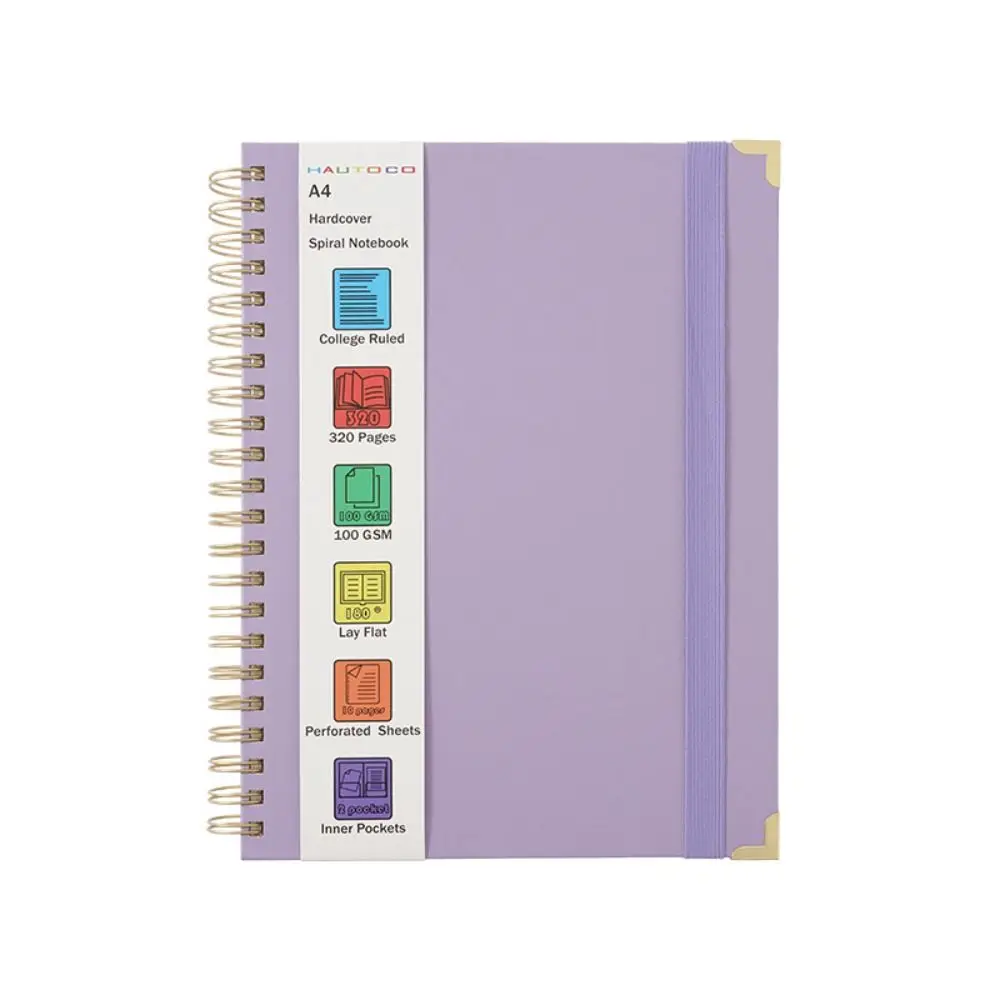 A4/B5 Coil Notebook 320 Pages with Strap Schedules Notebooks Portable Horizontal Line Diary Notepad School Supplies