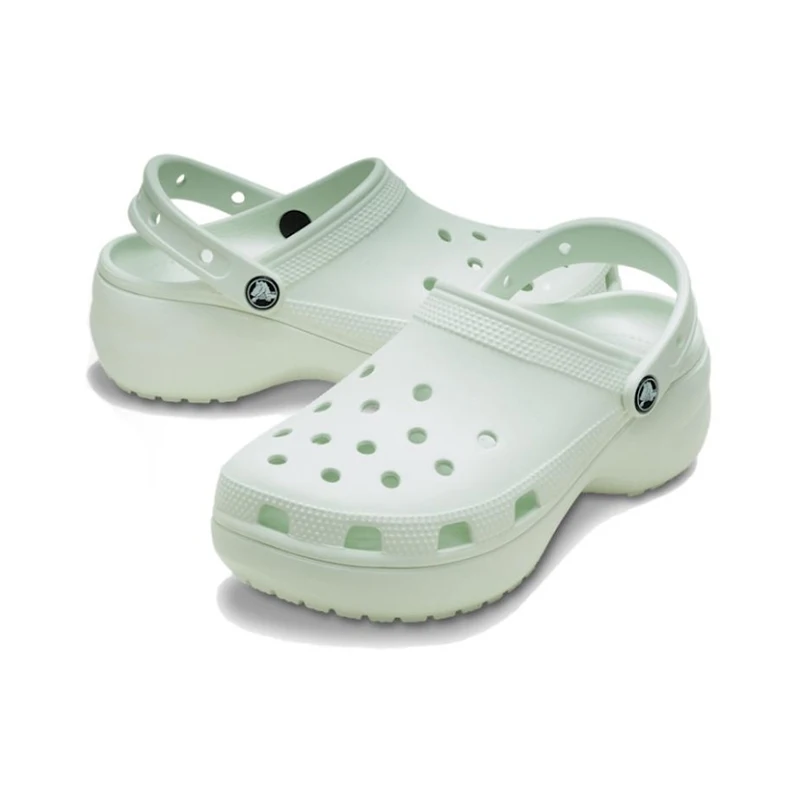 Crocs Classic Platform Clog Women's Light Green Clogs – Fresh Minimalist Design, Thick-Soled Platform Comfort 206750-3YF