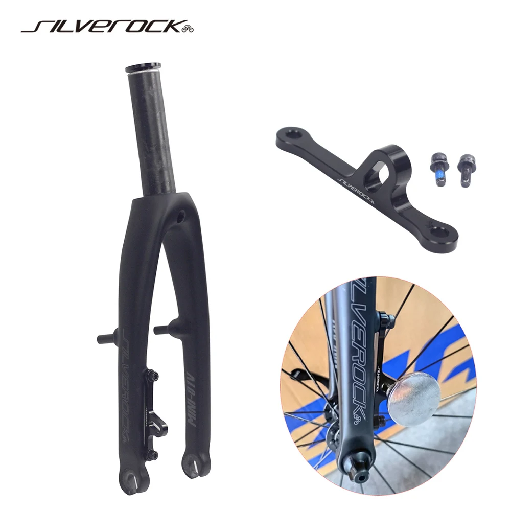 SILVEROCK MINI-01V Carbon Fork 16in Plus 349 V Brake 74mm Magnet Disc Caliper for Gust Zephyr AIRSPPED K3 Link Folding Bikes