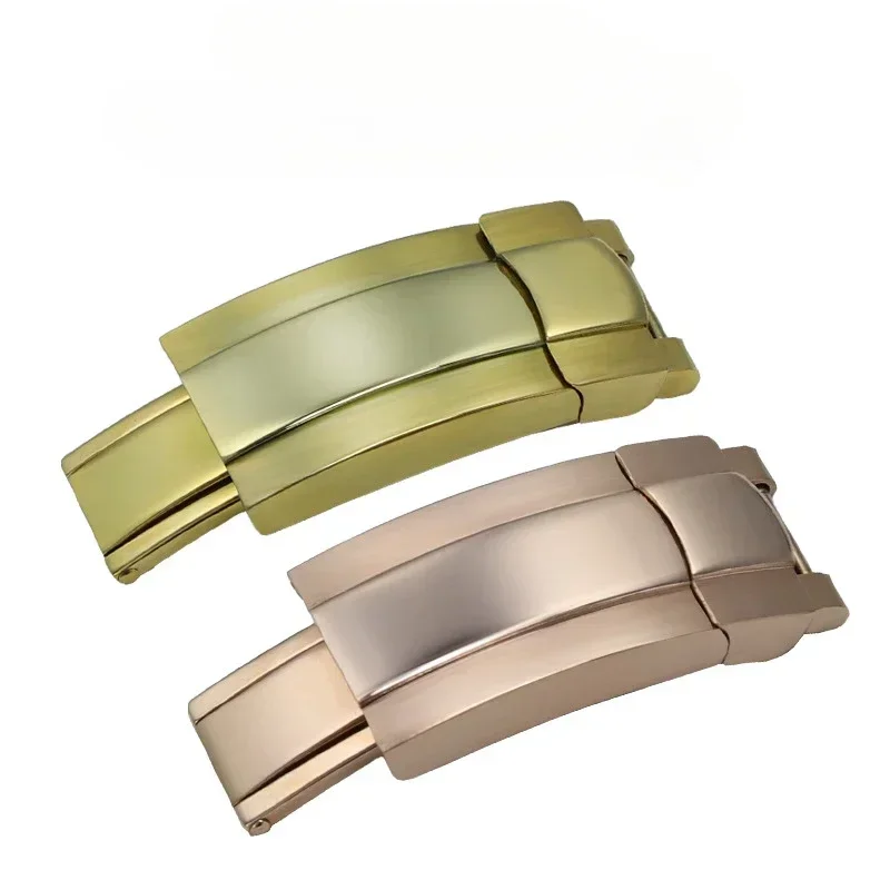 16*9mmالصلبة الفولاذ المقاوم للصدأ للطي مشبك نشر المشبك ل رولكس الغواصة Oysterflex دايتونا GMT حزام (استيك) ساعة حزام