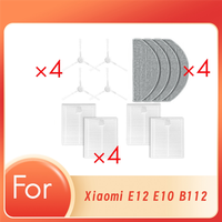 A25I-12 Pcs Replacement Parts For Xiaomi E12 E10 B112 Robotic Vacuum Cleaner 4 Mop Cloths 4 Side Brushes 4 Filter