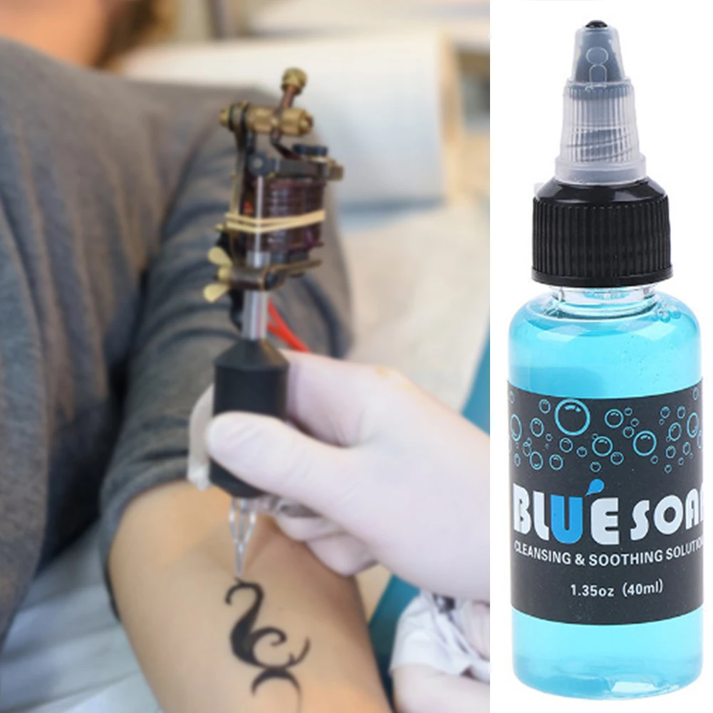 Saponi blu da 40 ml Sapone detergente per tatuaggi Soluzione lenitiva Idratante efficace Unguenti per sbiadimento del tatuaggio per trucco permanente