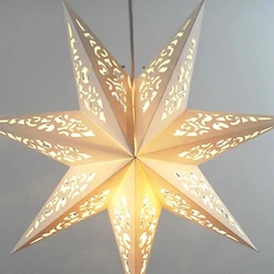 KX4B Hollow Out Eight Paper Led Lantern Star Night Light Hanging Ornament for Home Bedroom Festival Party Decoration