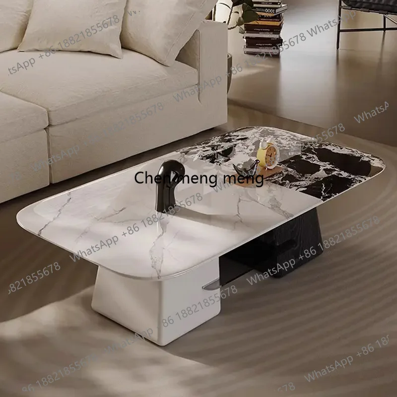 

Комплект журнальных столиков K153: итальянский минимализм, каменная плита, элитный дизайн, для гостиной, черно-белый, для квартиры