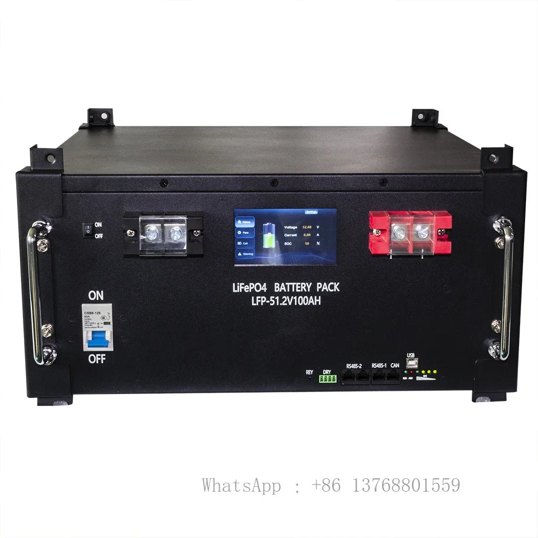 5kwh 51.2v100ah Rack Mounted Solar Cell With BMS Energy Storage System Touch Screen Display