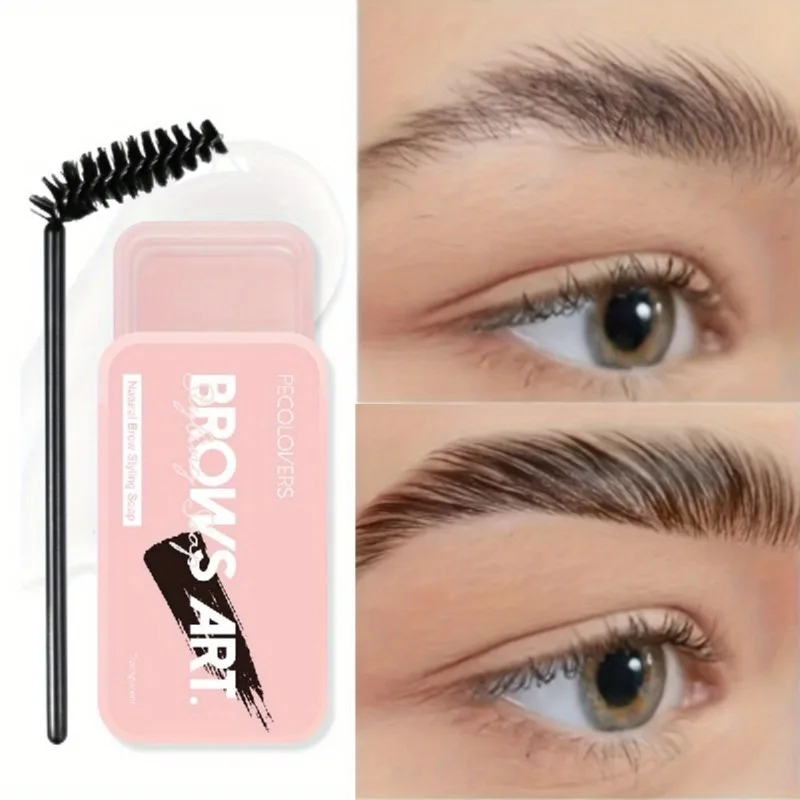 Jabón para cejas transparente 3D con cepillo, frutado Natural, resistente al agua, de larga duración, Gel de estilismo para cejas, cera de estilismo, maquillaje para cejas