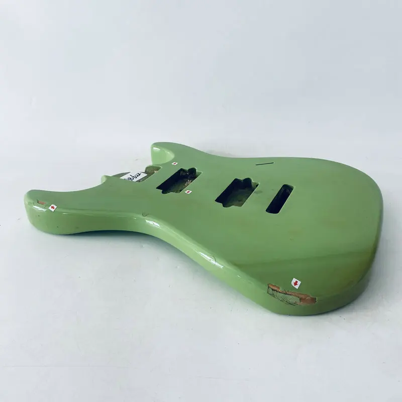 AB622 ST Guitar Body Green Color in Solid Basswood DIY Guitar Parts Unfinished with Damages and Dirty for Replace