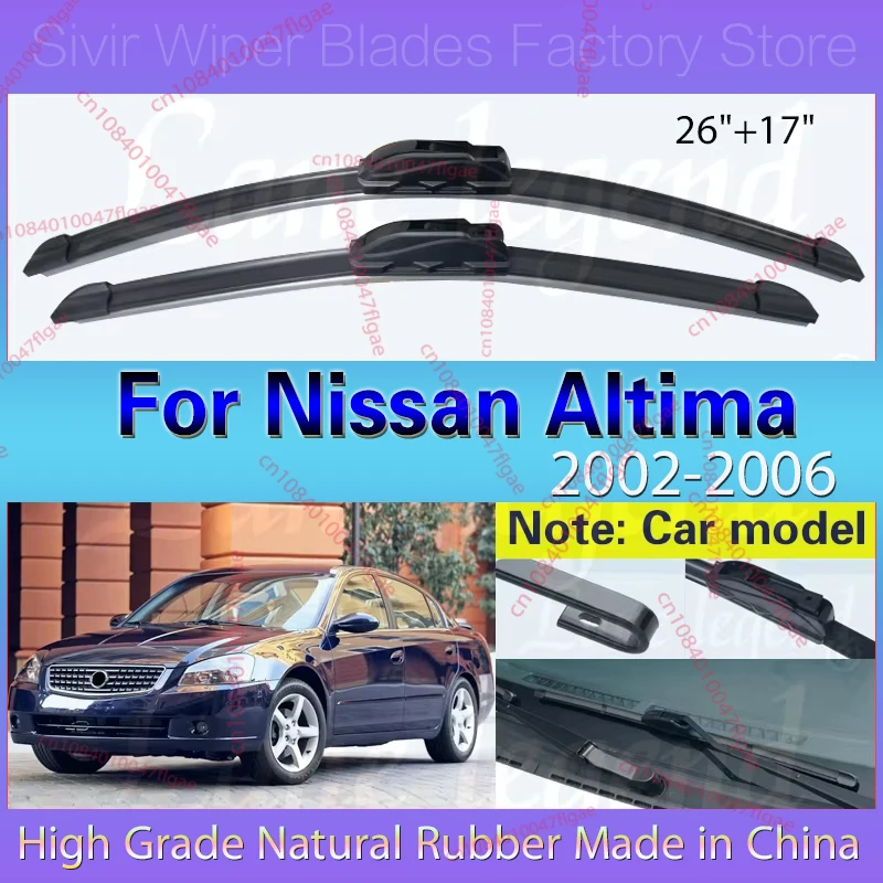 

Car Wiper For Nissan Altima 2002 2003 2004 2005 2006 Front Wiper Blades Soft Rubber Windscreen Wipers Auto Windshield 26"+17"