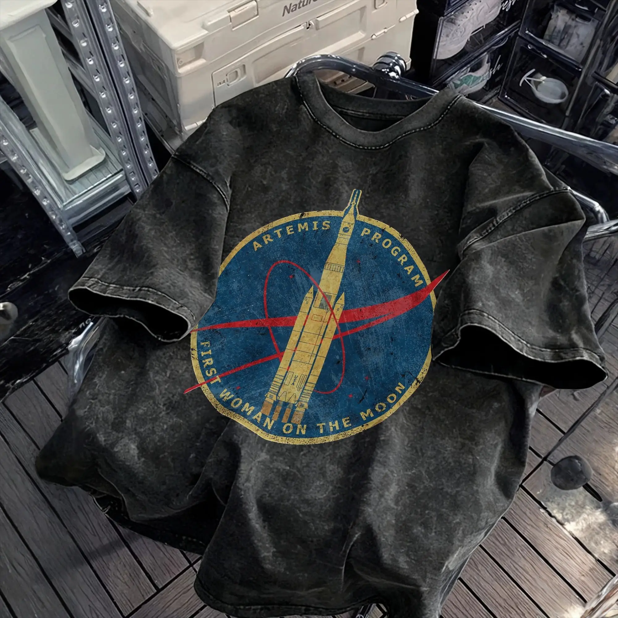 Artemis Program - First Woman On the Moon Cotton T-Shirts  Hippie Tee Shirt for Man Summer Y2K Funny Casual Tees