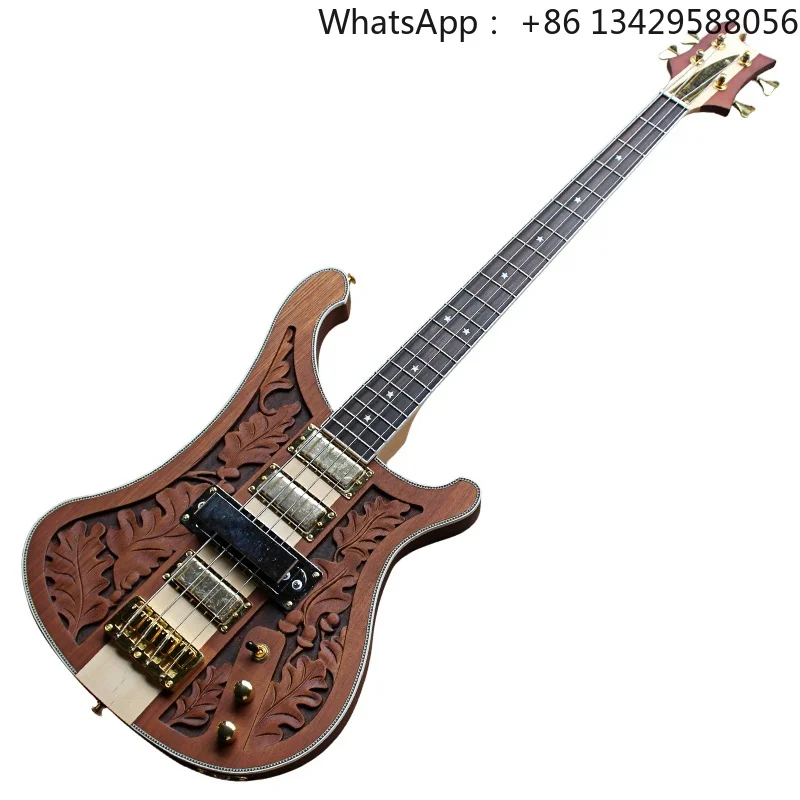 Flyoung High Quality Musical Instrument 4 Strings Electric Bass Sculpture Body Bass