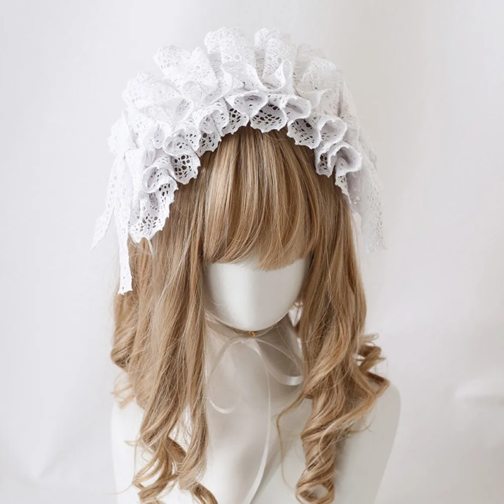 

Gothic Style Lace Bow Lolita Headband Sweet Bow Handmade Lace Bow Hairband Embroidery Design Lace Headband Maid Costume