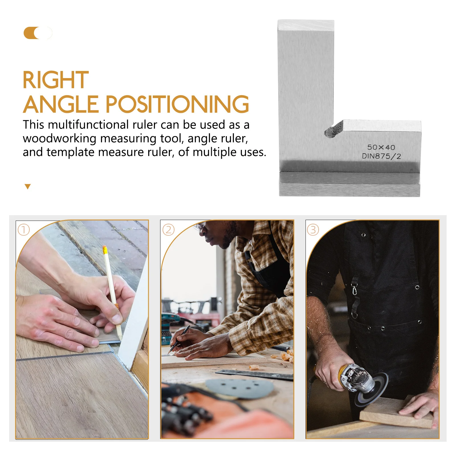 Right Angle Positioning Square Woodworking Carbon Steel Carpenter Protractor Measuring Drawing Metal Ruler Right Angle Tool