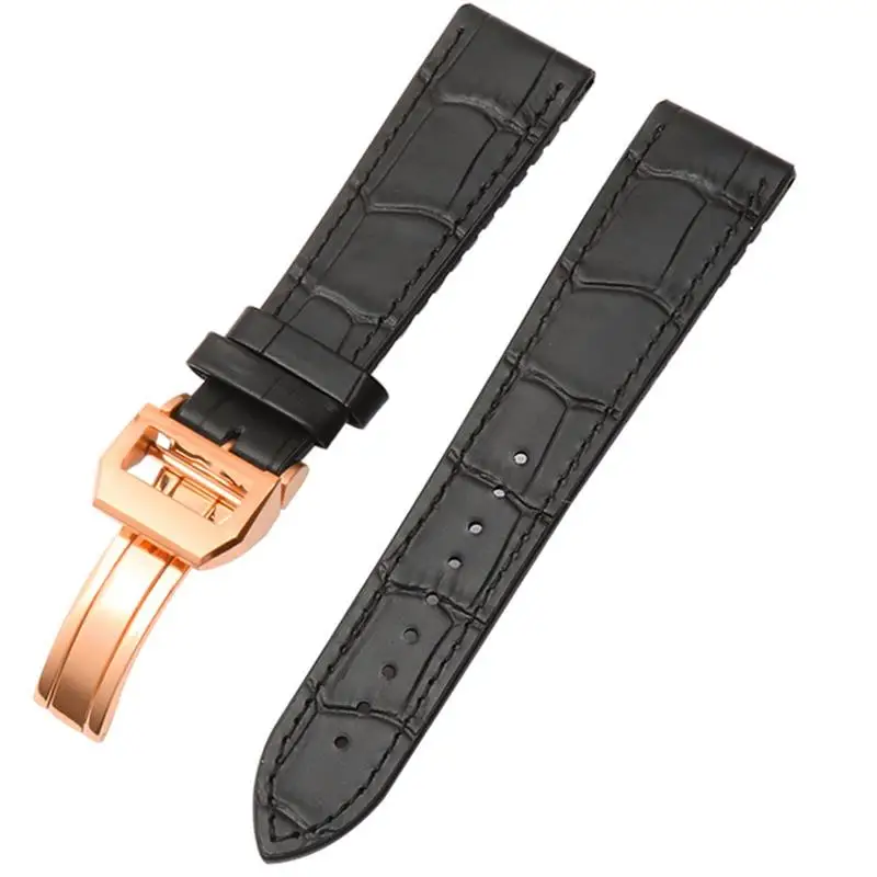 

TINTAG For IWC Bertofino Pilot Mark 20mm 22mm Watchband Alligator Genuine Leather Silicone Rubber Sole Watch Strap