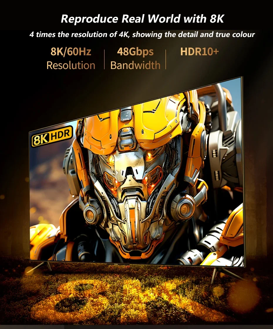 كابل UGREEN 2.1 8K/60 هرتز لصندوق التلفزيون PS5 USB C HUB كابل فائق السرعة معتمد 8K @ 60 هرتز رؤية 48 جيجابت في الثانية HDCP