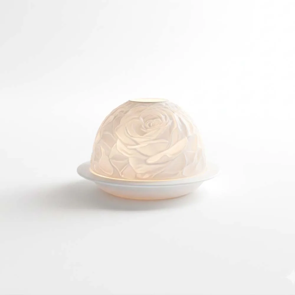 Elegant Rose Porcelain Candle Holder Warm Glow Night Light for Living Room Bedroom Romantic Wedding Decor Votive Tea Light Gifts