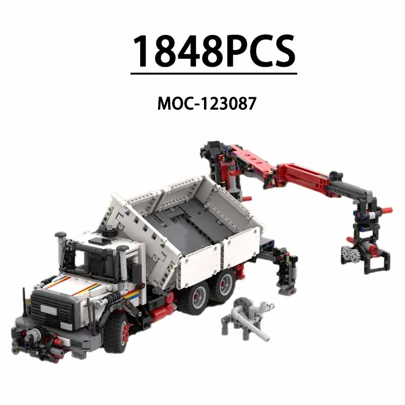 Building Blocks 1624 Three Side Dump Trucks Crane MOC-123087 Assembling Building Blocks 1848 Pieces Christmas Gifts for Kids