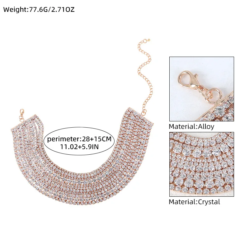 فضي اللون الزفاف لامعة حجر الراين حزمة الرقبة عنصر شعبي طوق قلادة كريستال المرأة المختنق هدية مجوهرات الكورية الجديدة #2