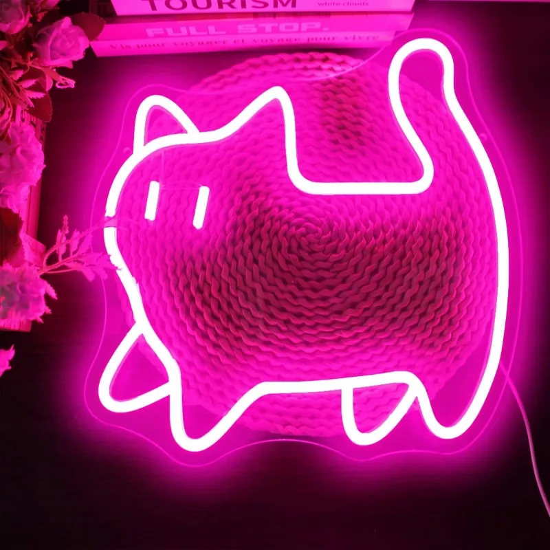 

XM Pink Cat Neon,LED Neon, Pet Lover Gift, Bedroom Wall Decoration Neon,USB Children's Bedroom Pet Store Game Room Birthday Gift