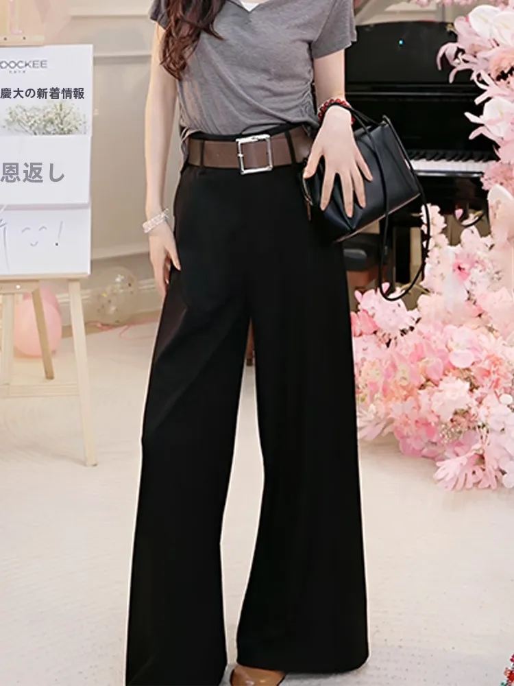 

Ретро-брюки OUDOEE с широкими штанинами, высокой талией, свободного прямого кроя для женщин, весна 2026, для офиса, из полиэстеровой смеси