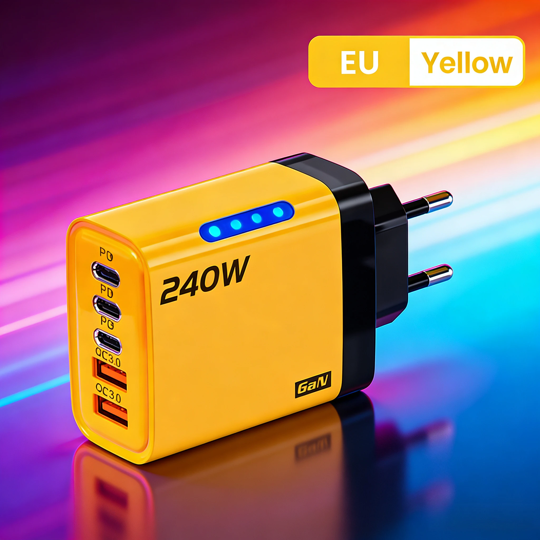 240W GaN USB Typ-C Ladegerät Multi-Port Schnellladegerät für iPhone Xiaomi Samsung Tablet EU/US-Stecker PD QC3.0 Telefonladegerät