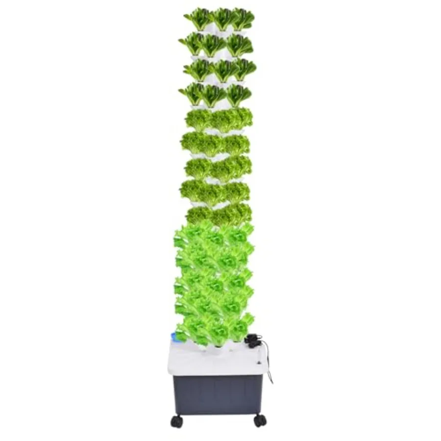 

14-Layer Hydroponics Growing Tower with 70 Slots for Indoor Vertical Garden Plants Germination Kit in White Compact Design for