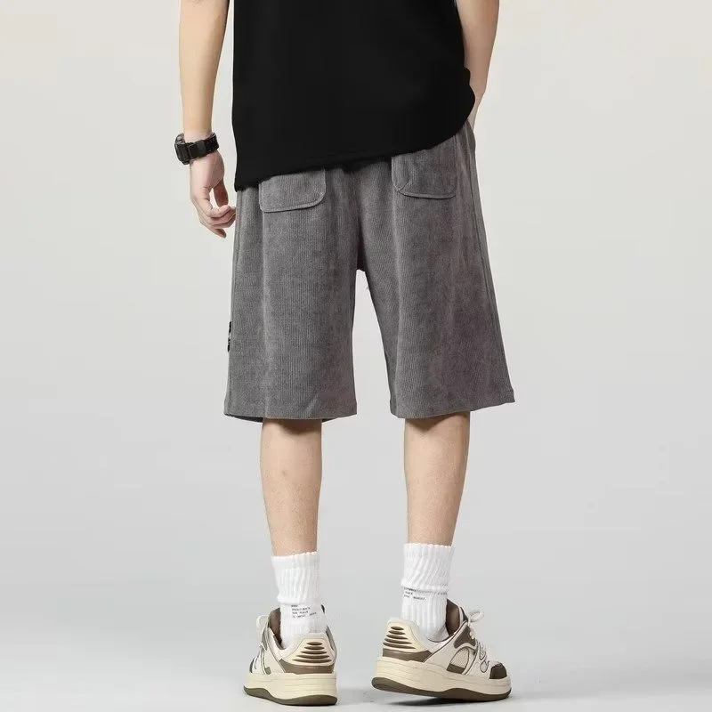 Short à Jambes Larges pour Homme, Streetwear, Gym, Plage, Baggy, Short de Survêtement, Mode Coréenne, Lettres Appliquées, Y2K, Bermuda, Objectifs, Été