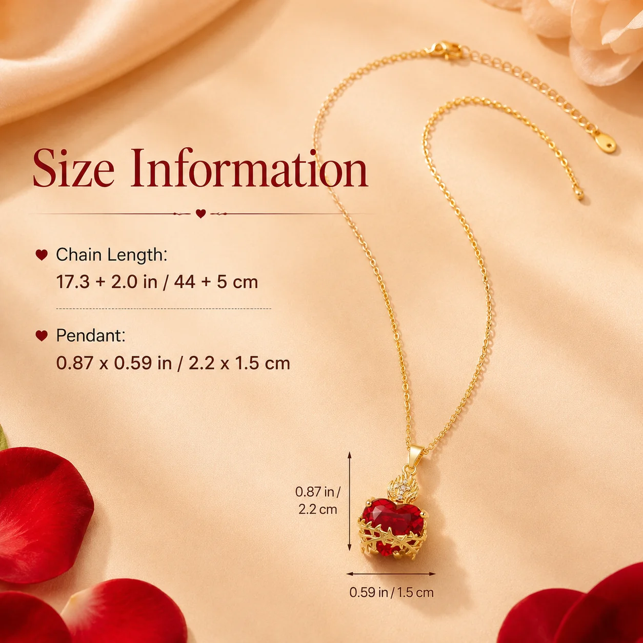 Trendy Jesus Sacred Heart Necklace for Women Red Zircon Pendant Gold Color Chain Christian Jewelry Party Gift Fashion Choker
