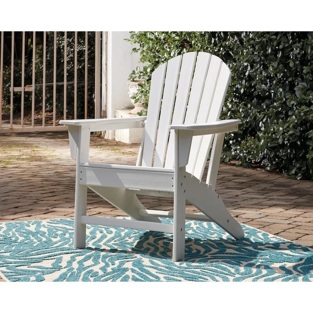 Weather-Resistant HDPE Adirondack Chair for Outdoor Patio and Garden, White