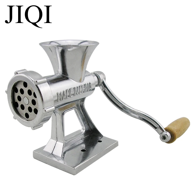 JIQI Hand Manual Meat Grinder Mincer Machine Sausage Table Crank Tool for Home Kitchen Cutter Slicer Beef