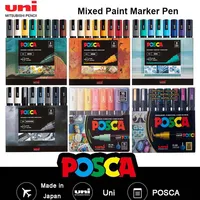 Uni Posca-Juego de marcadores de colores, tamaño de punta completa, Graffiti permanente, bolígrafos de dibujo profesionales, suministros para artistas, cosas artesanales DIY para niños