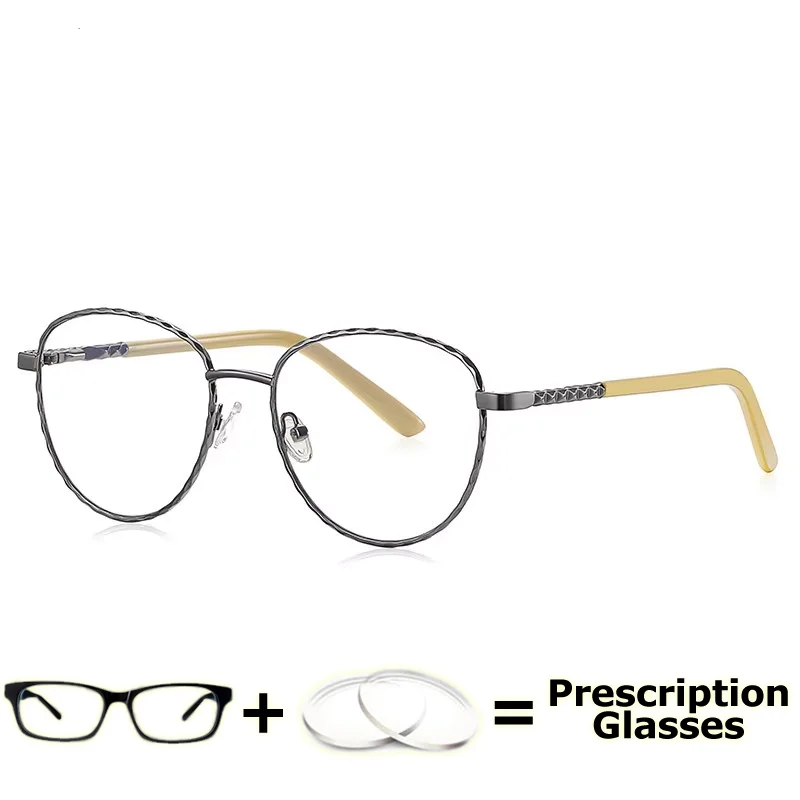

Men Round Glasses Prescription Lenses Myopia Women Vintage Optical Recipe Reading Glasses Computer Multifocal Eyeglasses