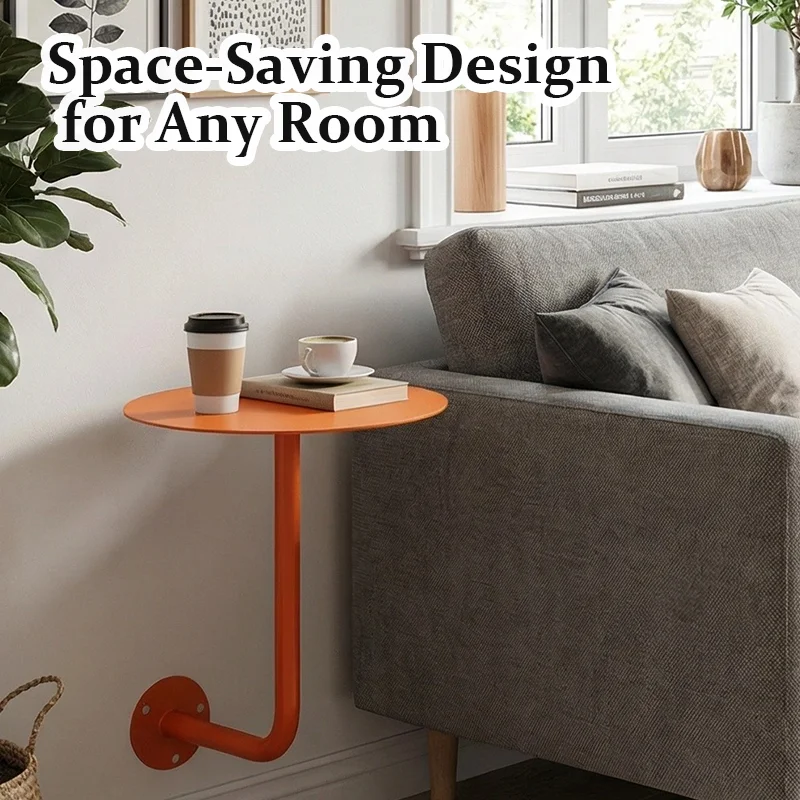 Wall Mounted L-Shaped Round Black Bar Table Space-Saving Table- Ideal for Coffee, Pub & Counter Use At Bar Height