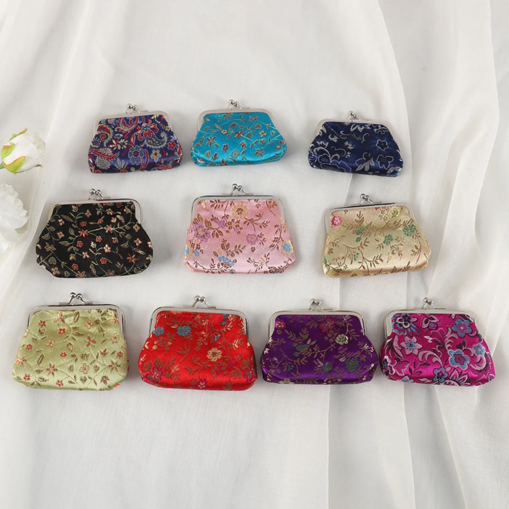 Conjunto de monederos de flores para mujer, Mini billetera Vintage para niños, regalo de cumpleaños, tarjetero con broche, carteras y bolsos