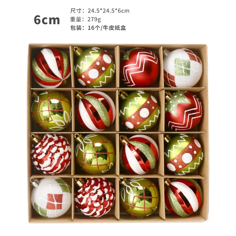 

Ins Christmas Ball Decorations Set European Style 16 Painted Christmas Ball Set Halloween Christmas Tree Plastic Pendant Set New
