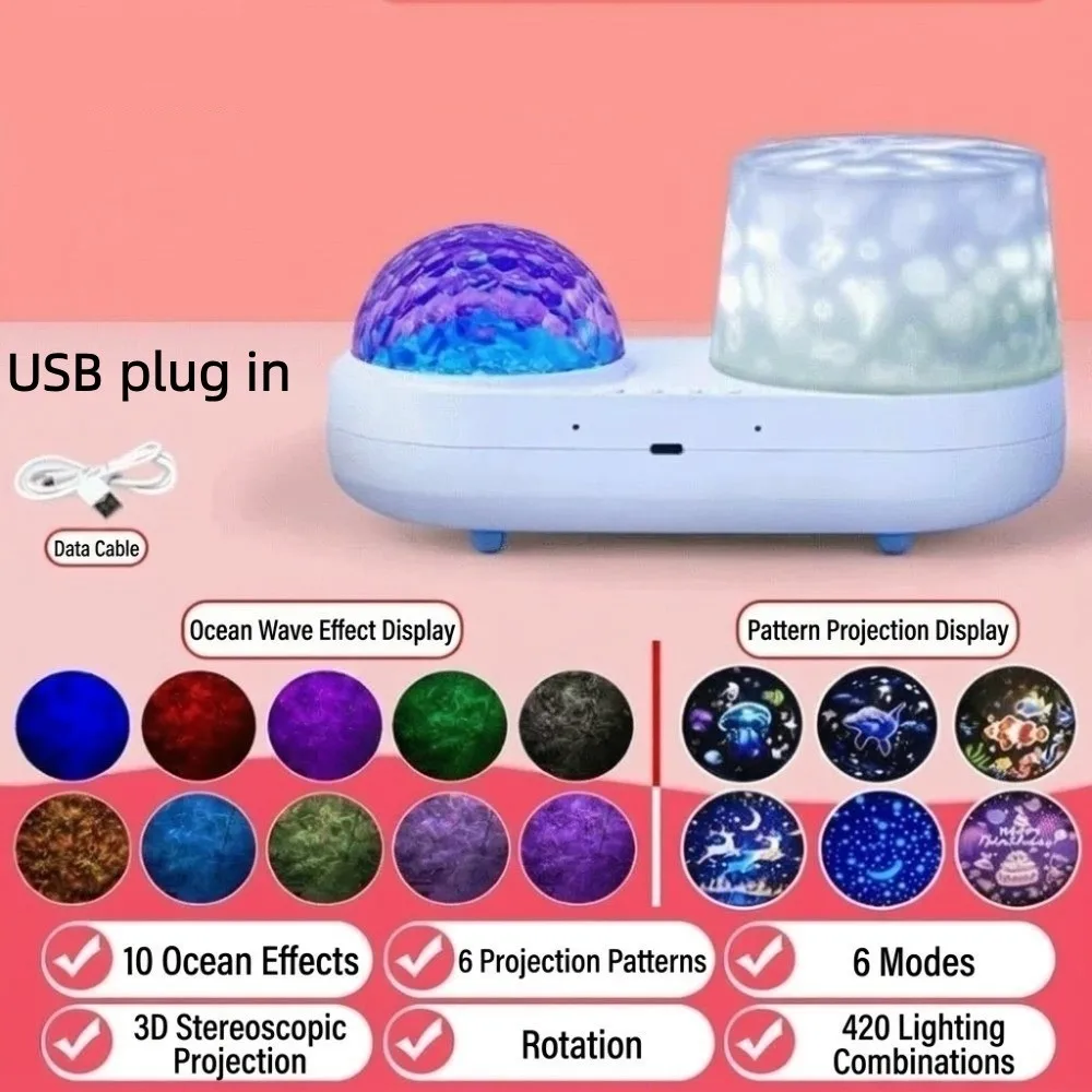 Soft Lighting Star Projector Lamp Flowing Wave Pattern Dreamy Starry Sky Ocean Water Ripple Projector Delicate Appearance
