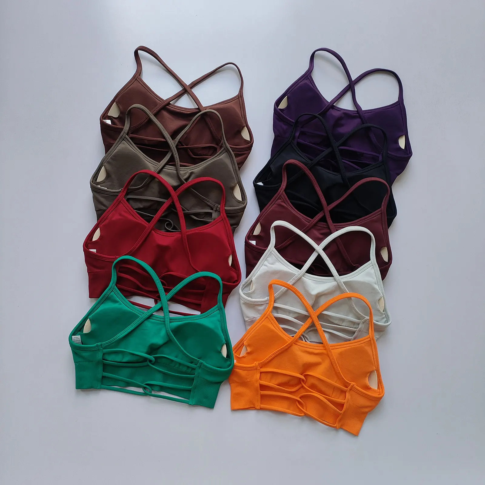 Seamless Yoga Vest Bras with Chest Pad for Women Cross Back Fitness Top Pilates Sports Bra Shock-absorbing Running Bra Clothes
