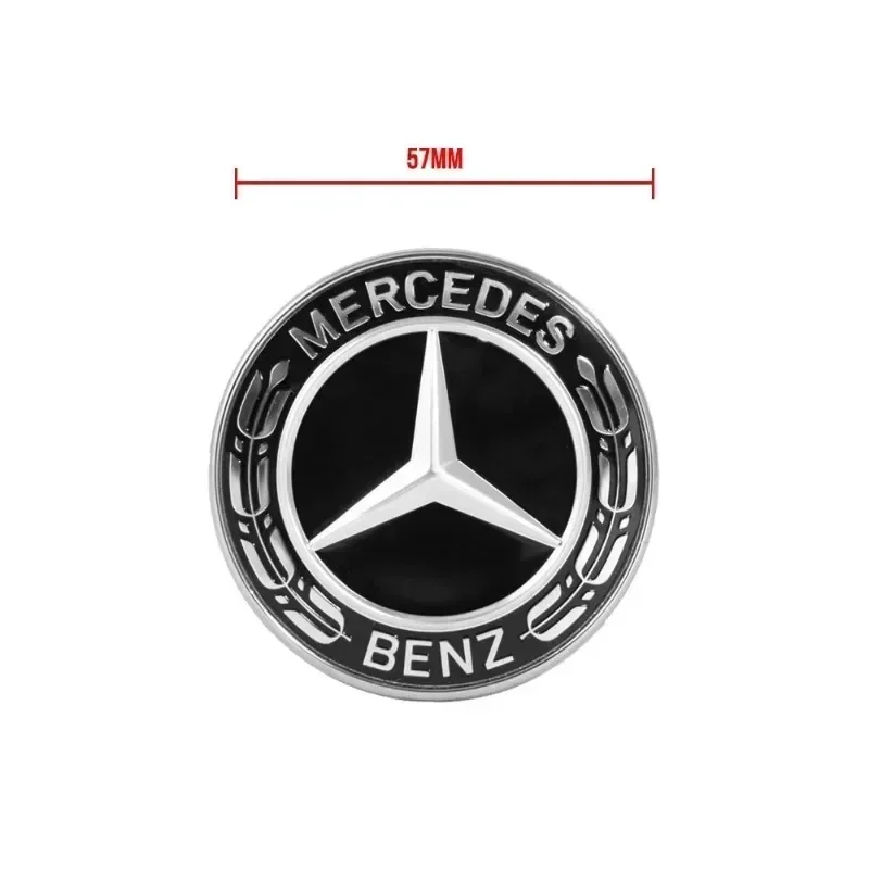 57mm Star Flat Hood Bonnet Logo Mercedes Benz AMG W204 W124 W201 W202 W212 W220 W205 Emblem Badge Stickers Automobile Accessorie view 2