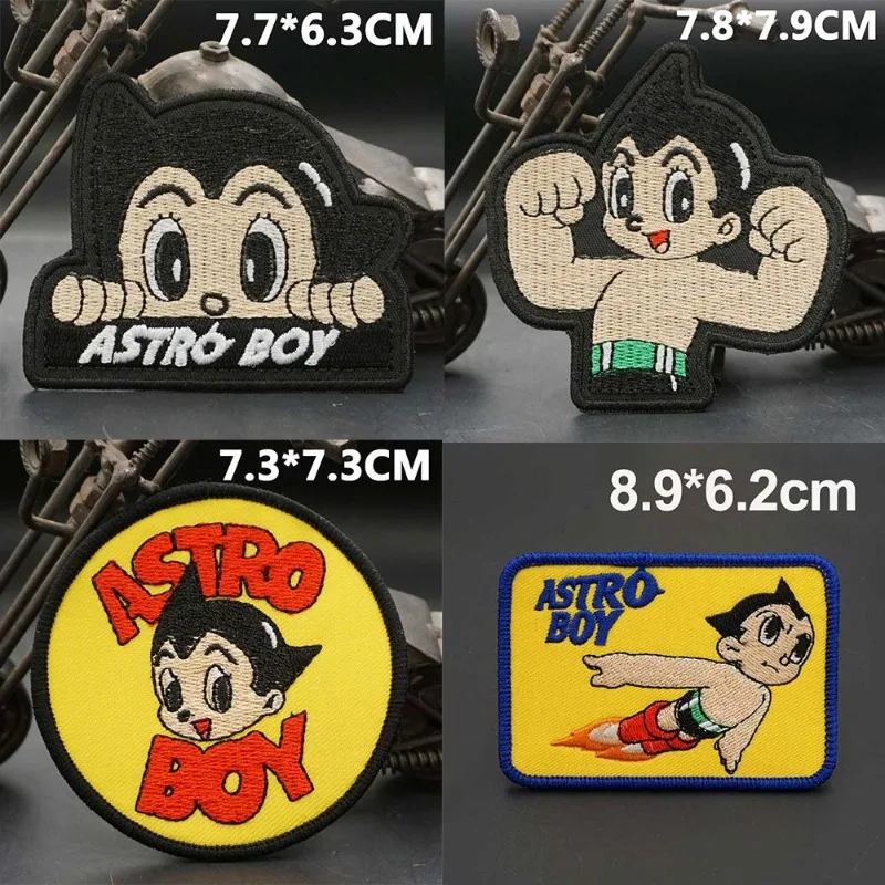 Astro Boy Atom Badge Stickers DIY Cartoon Embroidery Velcro Patches Kids Clothing Iron on Patch Appliques Clothes Hats Patches