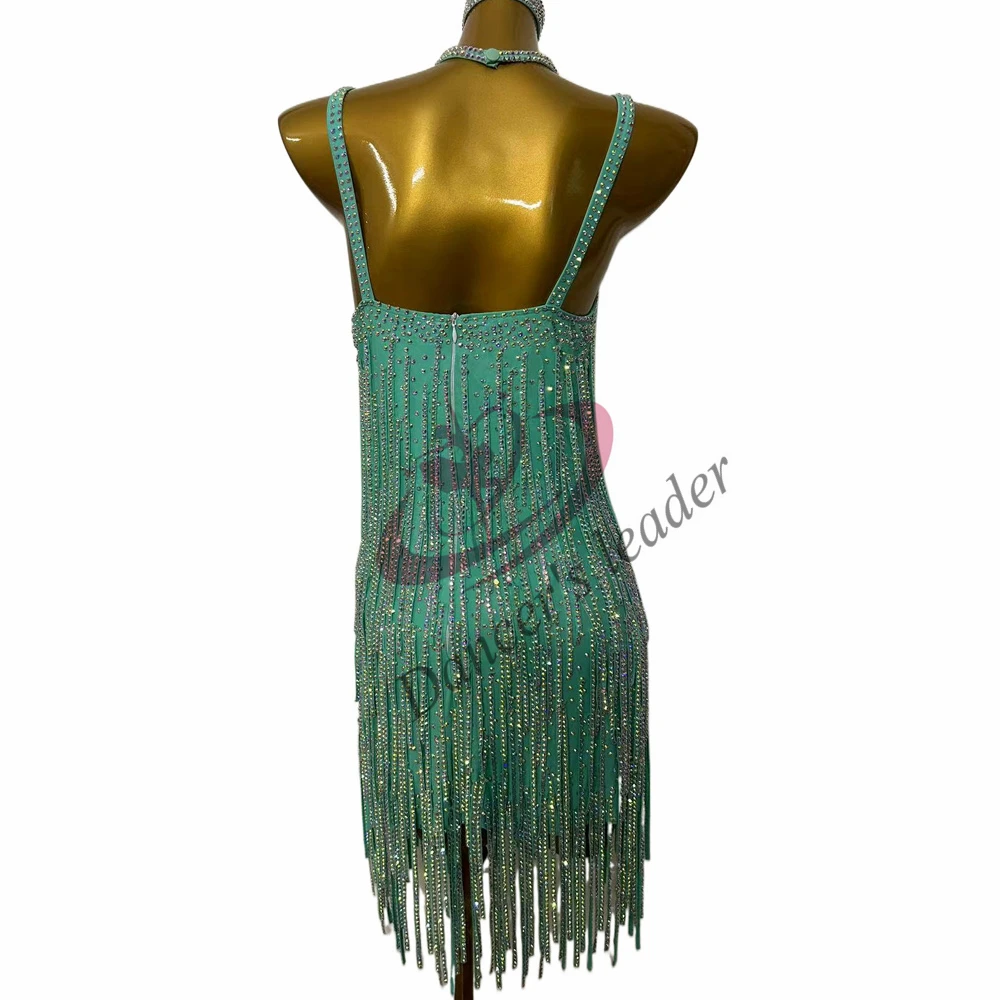 ชุดเต้นรําละติน High-end ที่กําหนดเองเพชร Suspender ชุดเต้นรํา Cha Tango หญิง STAGE Professional เสื้อผ้า